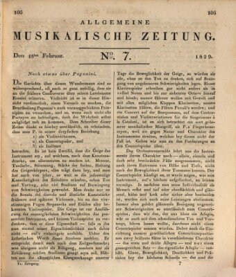 Allgemeine musikalische Zeitung Mittwoch 18. Februar 1829