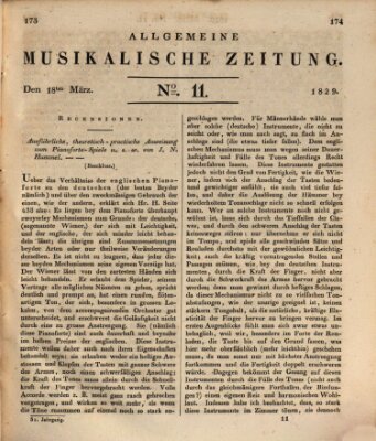 Allgemeine musikalische Zeitung Mittwoch 18. März 1829