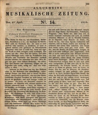 Allgemeine musikalische Zeitung Mittwoch 8. April 1829