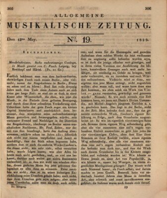 Allgemeine musikalische Zeitung Mittwoch 13. Mai 1829