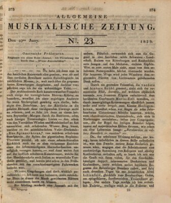 Allgemeine musikalische Zeitung Mittwoch 10. Juni 1829