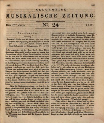 Allgemeine musikalische Zeitung Mittwoch 17. Juni 1829