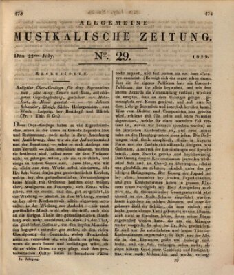 Allgemeine musikalische Zeitung Mittwoch 22. Juli 1829