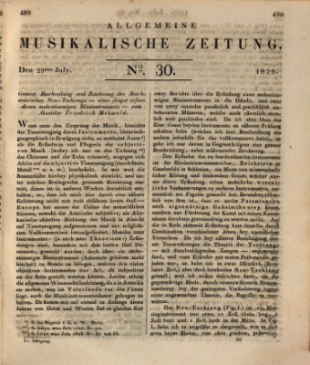 Allgemeine musikalische Zeitung Mittwoch 29. Juli 1829