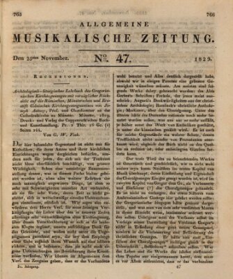 Allgemeine musikalische Zeitung Mittwoch 25. November 1829