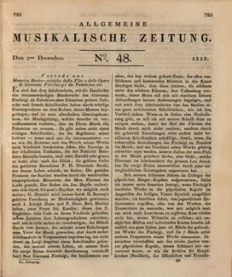 Allgemeine musikalische Zeitung Mittwoch 2. Dezember 1829