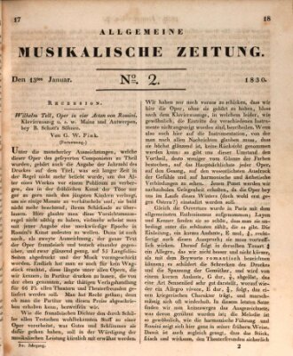 Allgemeine musikalische Zeitung Mittwoch 13. Januar 1830