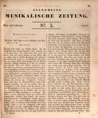 Allgemeine musikalische Zeitung Mittwoch 20. Januar 1830