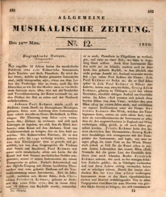 Allgemeine musikalische Zeitung Mittwoch 24. März 1830