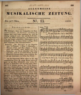 Allgemeine musikalische Zeitung Mittwoch 31. März 1830