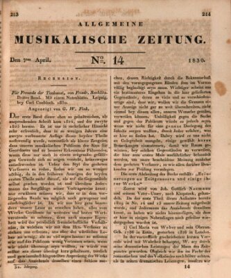 Allgemeine musikalische Zeitung Mittwoch 7. April 1830