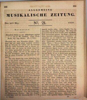 Allgemeine musikalische Zeitung Mittwoch 26. Mai 1830