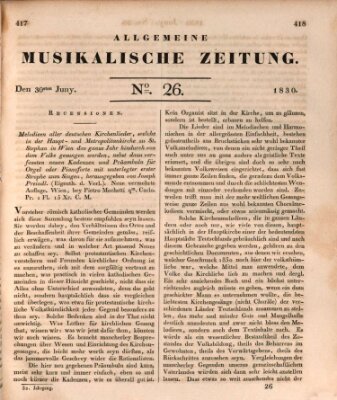 Allgemeine musikalische Zeitung Mittwoch 30. Juni 1830