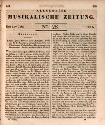 Allgemeine musikalische Zeitung Mittwoch 14. Juli 1830