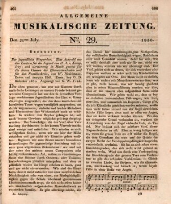 Allgemeine musikalische Zeitung Mittwoch 21. Juli 1830