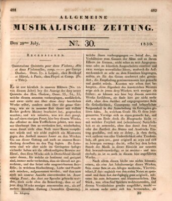 Allgemeine musikalische Zeitung Mittwoch 28. Juli 1830