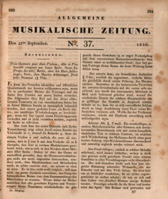 Allgemeine musikalische Zeitung Mittwoch 15. September 1830