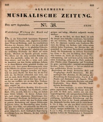 Allgemeine musikalische Zeitung Mittwoch 22. September 1830