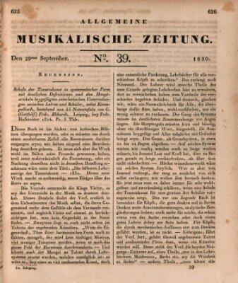 Allgemeine musikalische Zeitung Mittwoch 29. September 1830