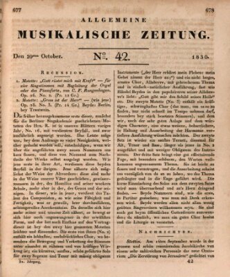 Allgemeine musikalische Zeitung Mittwoch 20. Oktober 1830