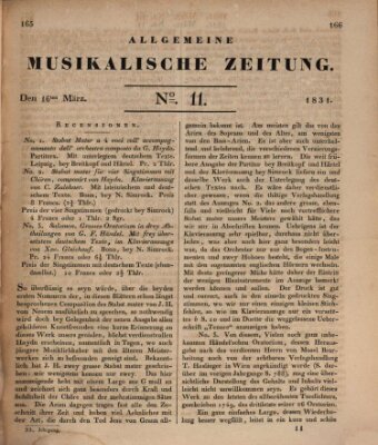 Allgemeine musikalische Zeitung Mittwoch 16. März 1831