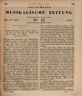 Allgemeine musikalische Zeitung Mittwoch 13. April 1831