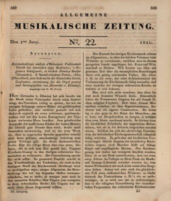 Allgemeine musikalische Zeitung Mittwoch 1. Juni 1831