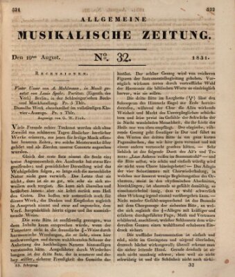 Allgemeine musikalische Zeitung Mittwoch 10. August 1831