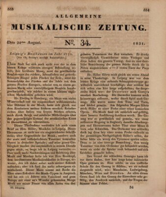 Allgemeine musikalische Zeitung Mittwoch 24. August 1831