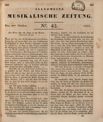 Allgemeine musikalische Zeitung Mittwoch 19. Oktober 1831