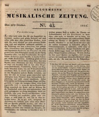 Allgemeine musikalische Zeitung Mittwoch 26. Oktober 1831