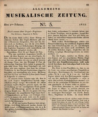 Allgemeine musikalische Zeitung Mittwoch 1. Februar 1832