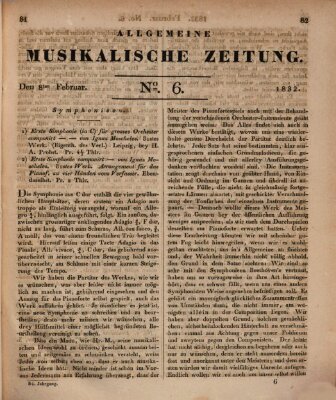 Allgemeine musikalische Zeitung Mittwoch 8. Februar 1832