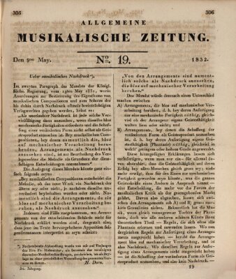 Allgemeine musikalische Zeitung Mittwoch 9. Mai 1832