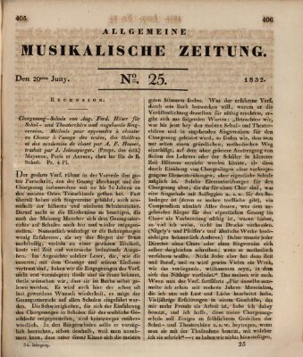 Allgemeine musikalische Zeitung Mittwoch 20. Juni 1832