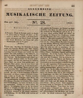 Allgemeine musikalische Zeitung Mittwoch 11. Juli 1832