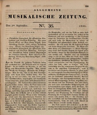 Allgemeine musikalische Zeitung Mittwoch 5. September 1832