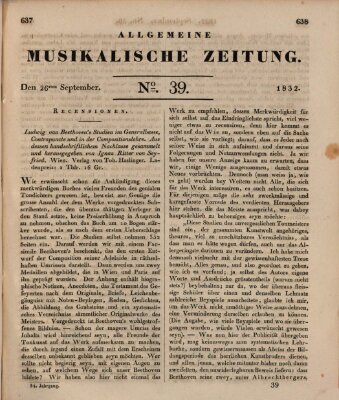 Allgemeine musikalische Zeitung Mittwoch 26. September 1832