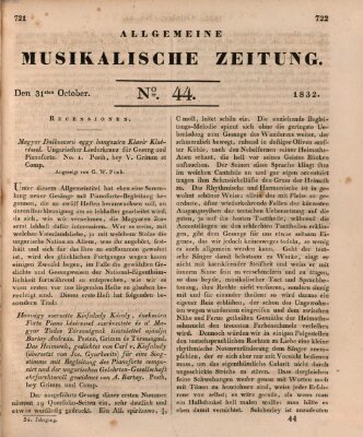 Allgemeine musikalische Zeitung Mittwoch 31. Oktober 1832