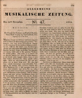 Allgemeine musikalische Zeitung Mittwoch 21. November 1832