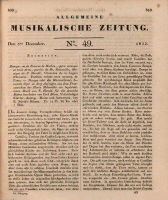 Allgemeine musikalische Zeitung Mittwoch 5. Dezember 1832