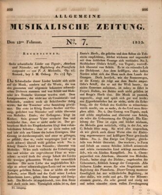 Allgemeine musikalische Zeitung Mittwoch 13. Februar 1833