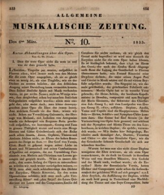 Allgemeine musikalische Zeitung Mittwoch 6. März 1833