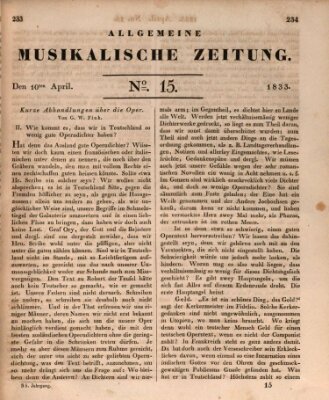 Allgemeine musikalische Zeitung Mittwoch 10. April 1833