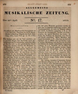 Allgemeine musikalische Zeitung Mittwoch 24. April 1833