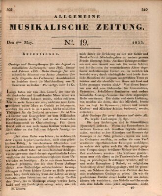 Allgemeine musikalische Zeitung Mittwoch 8. Mai 1833