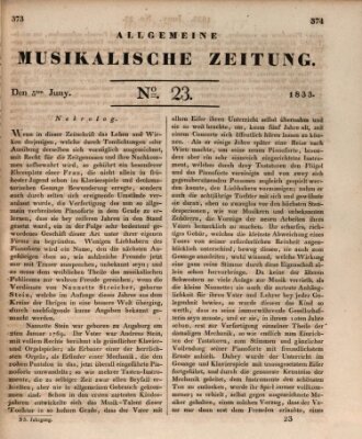 Allgemeine musikalische Zeitung Mittwoch 5. Juni 1833