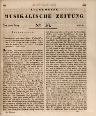 Allgemeine musikalische Zeitung Mittwoch 26. Juni 1833