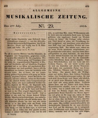 Allgemeine musikalische Zeitung Mittwoch 17. Juli 1833