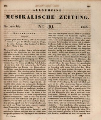 Allgemeine musikalische Zeitung Mittwoch 24. Juli 1833